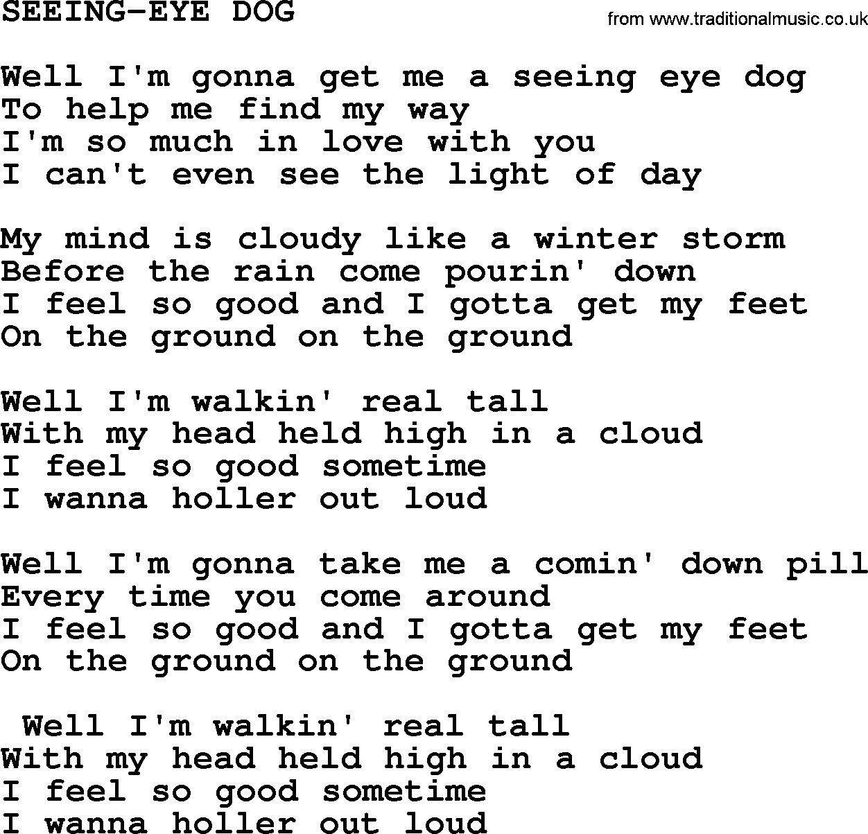 Merle Haggard song: Seeing-eye Dog, lyrics.